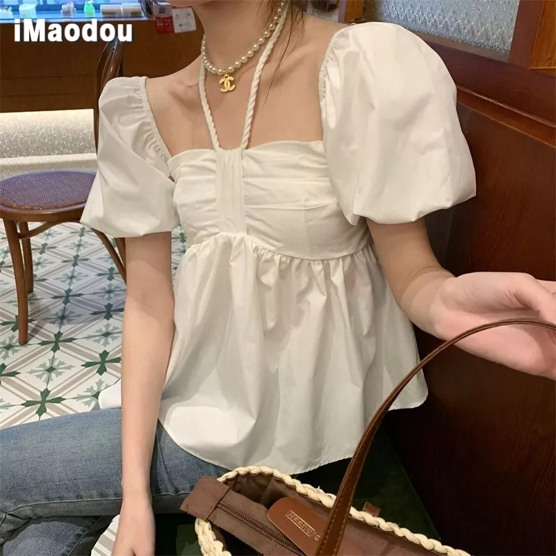 IMAODOU Áo Sơ Mi Tay Phồng Cổ Vuông Thời Trang Mùa Hè 2023 Mới Dành Cho Nữ