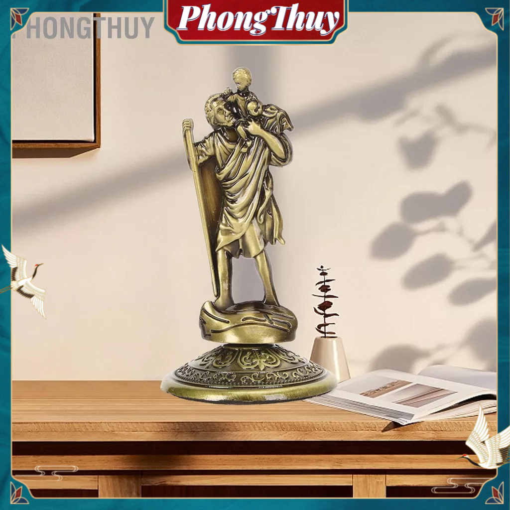 PhongThuy Tượng Chúa Giêsu Màu ô liu 3 5in Đế ổn định bằng hợp kim chắc chắn cao Chi tiết tinh tế Bức tượng cho văn phòng xe hơi gia đình