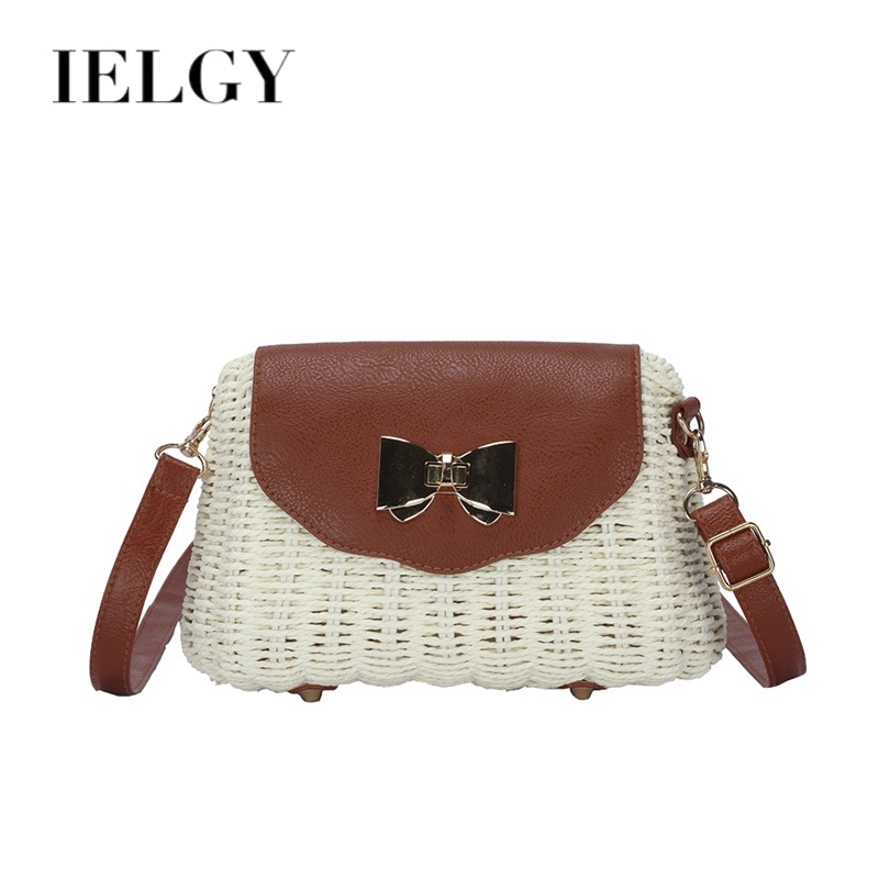 Túi Rơm Đeo Chéo Có Khóa Hình Bướm Phong Cách Phương Tây