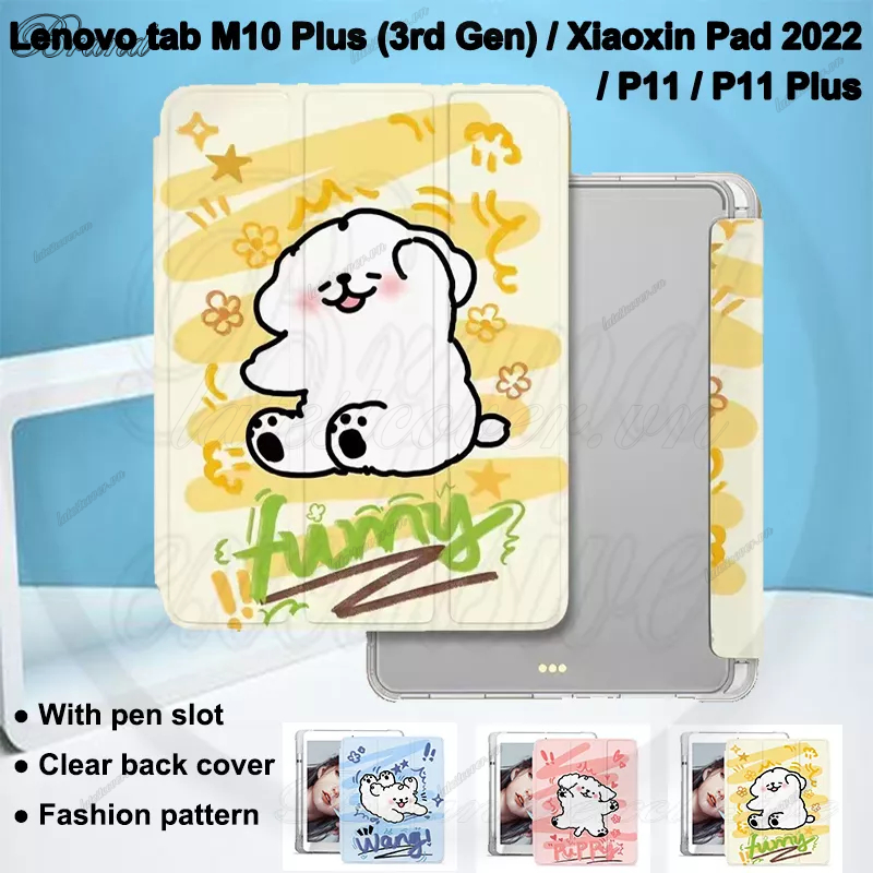 Dành Cho Lenovo Tab P11 / P11 Plus 11.0 "Tab M10 Plus  Xiaoxin Pad 2022 10.61 Họa Tiết Thời Trang Dễ Thương Cho Chó Vỏ Bảo Vệ Máy Tính Bảng Flip Stand Case Ốp điện thoại Mờ