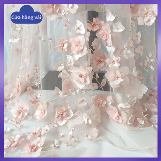 Vải ren lưới 3d 50cm * 130cm trang trí váy cưới