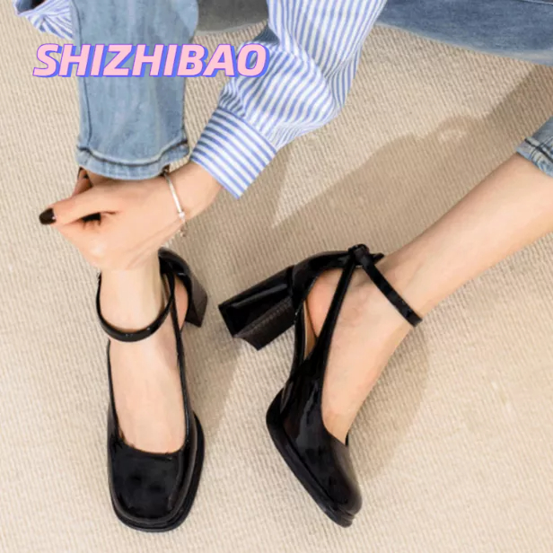 Giày cao gót SHIZHIBAO Mary Jane gót dày thời trang mùa hè dành cho nữ
