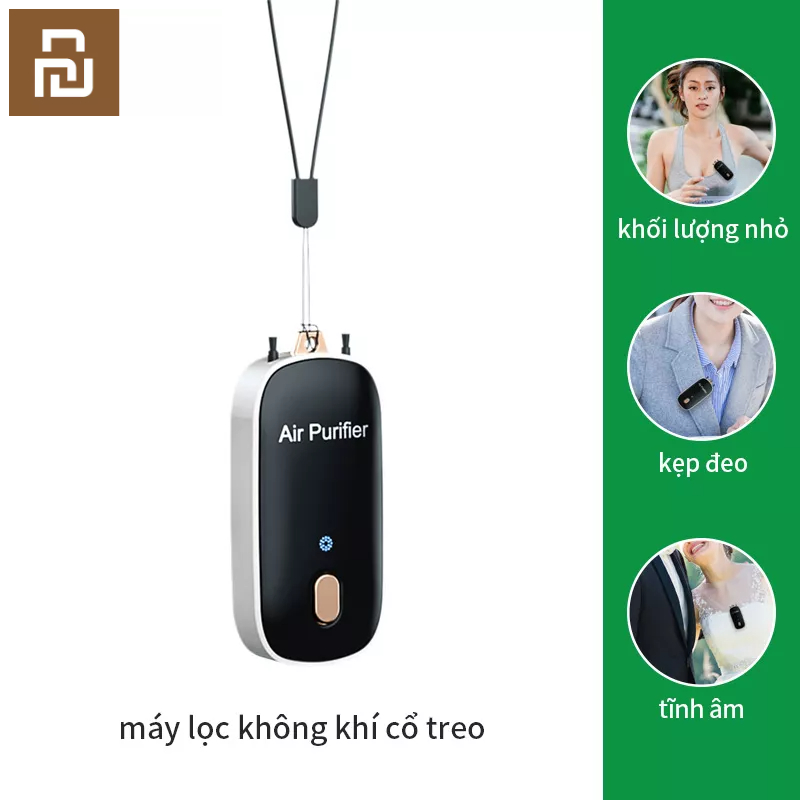 Máy Lọc Không Khí Youpin Ion Âm Mini Treo Cổ Cho Xe Hơi