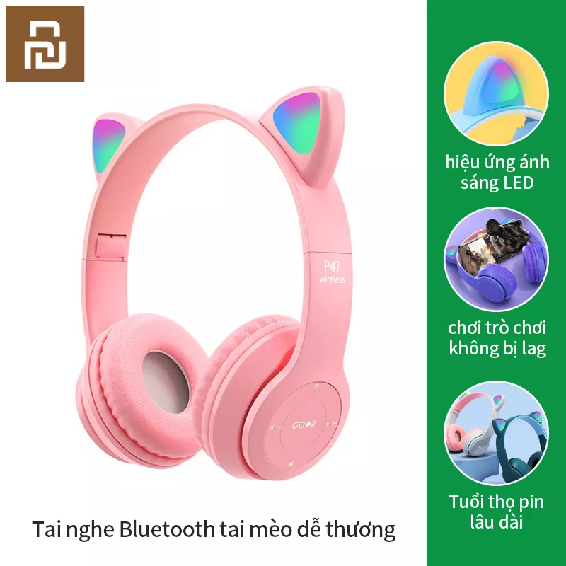 Tai Nghe Bluetooth Không Dây Gấp Gọn Hình Tai Mèo B39