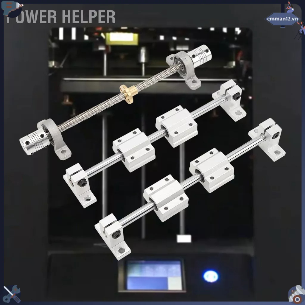 Power Helper Hướng dẫn chuyển động tuyến tính Trục thanh T8x8 Hỗ trợ trục vít me SC8UU Khối ổ trượt Khớp nối linh hoạt cmman12.vn