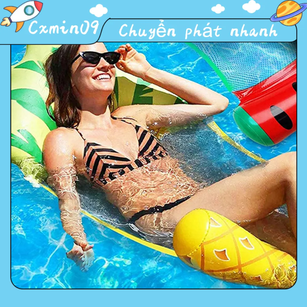 Phao bơi bơm hơi dạng giường nằm, Phao Bơi Khổng Lồ Người Lớn, PVC dày Hoa văn dễ thương Võng nước bơm hơi 150 X 75CM Cxmin09