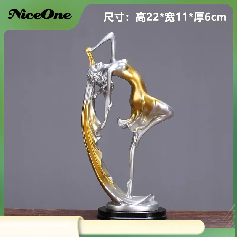 NiceOne Tượng Cô Gái Nhảy Múa Vàng Sang Trọng Ba Lê Thủ Công Đồ Trang Trí Cho Phòng Khách Ngủ Tủ Rượu Để Bàn Tivi cmman