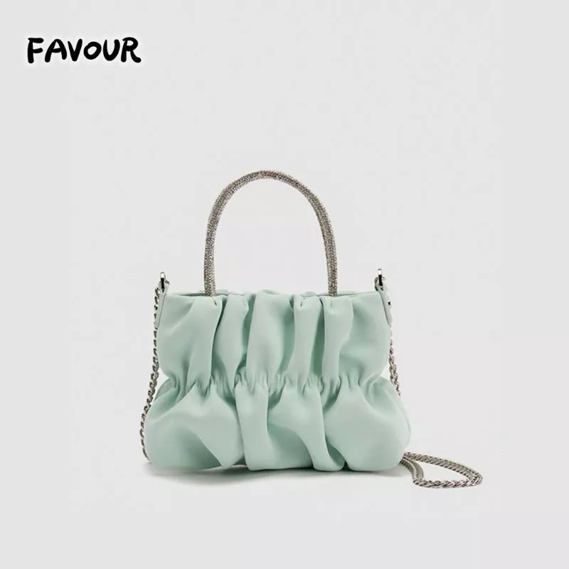 Túi Xách Mini Đính Đá Phối Dây Xích Đeo Vai Thời Trang 2023 Cho Nữ