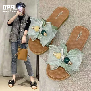 Opal dép nữ quai ngang cao cấp hàng quảng châu - dép thời trang nữ thắt nơ phong cách tiểu thư cho các bạn nữ
