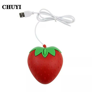 CHUYI Chuột Quang Máy Tính Mini 1000Dpi 3D Không Ồn Hình Trái Dâu Hoạt Hình Dễ Thương