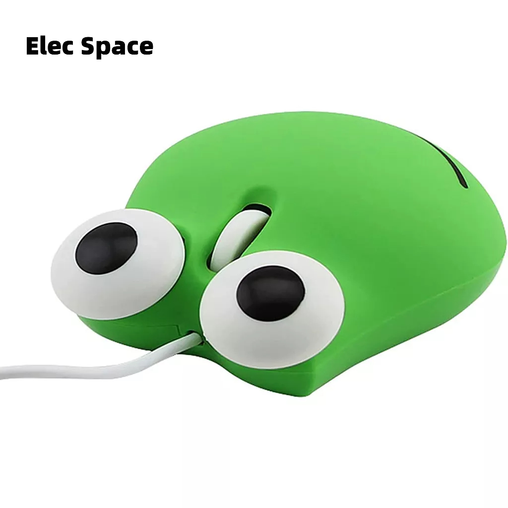 Elec Space Chuột có dây USB1600DPI thiết kế ếch dễ thương cho máy tính xách tay Chromebook PC
