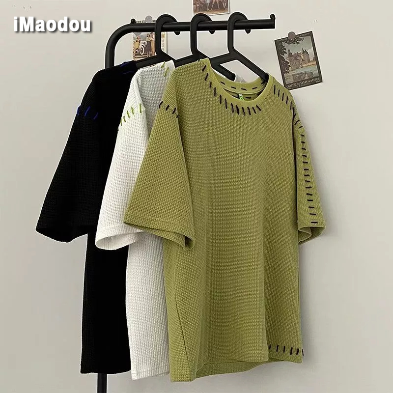 Áo Thun Tay Ngắn Cổ Tròn Dáng Rộng Phong Cách Đường Phố Thời Trang Mùa Hè Cho Nam