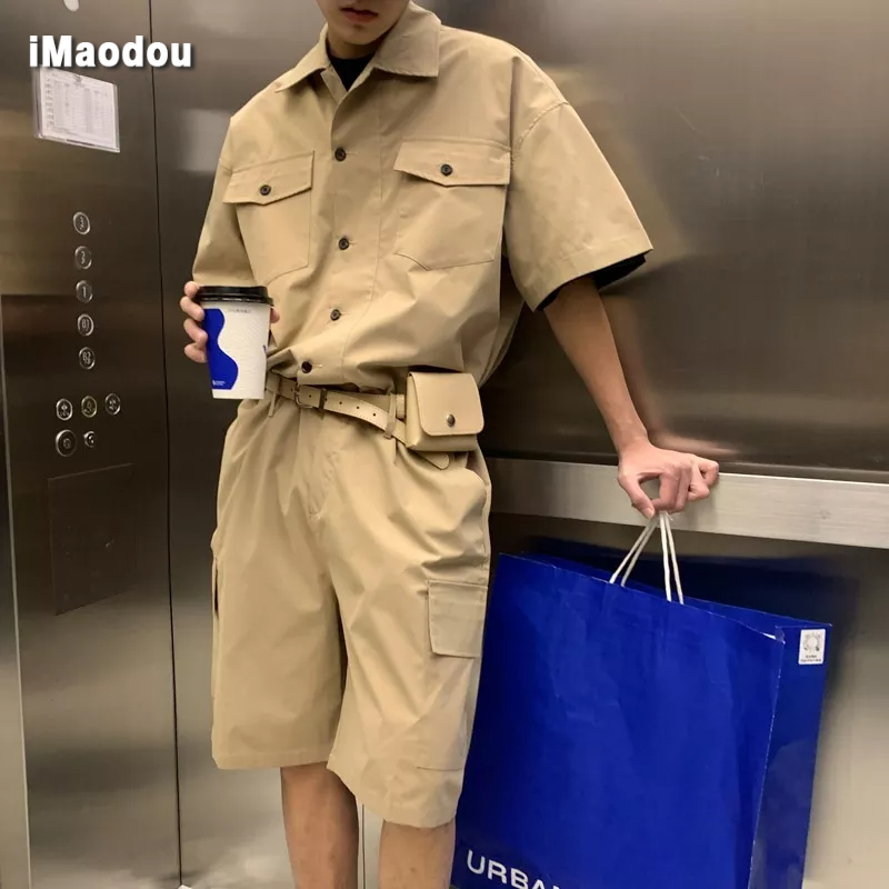 Bộ Áo Liền Quần Tay Ngắn Dáng Rộng Thời Trang Mùa Hè Cho Nam