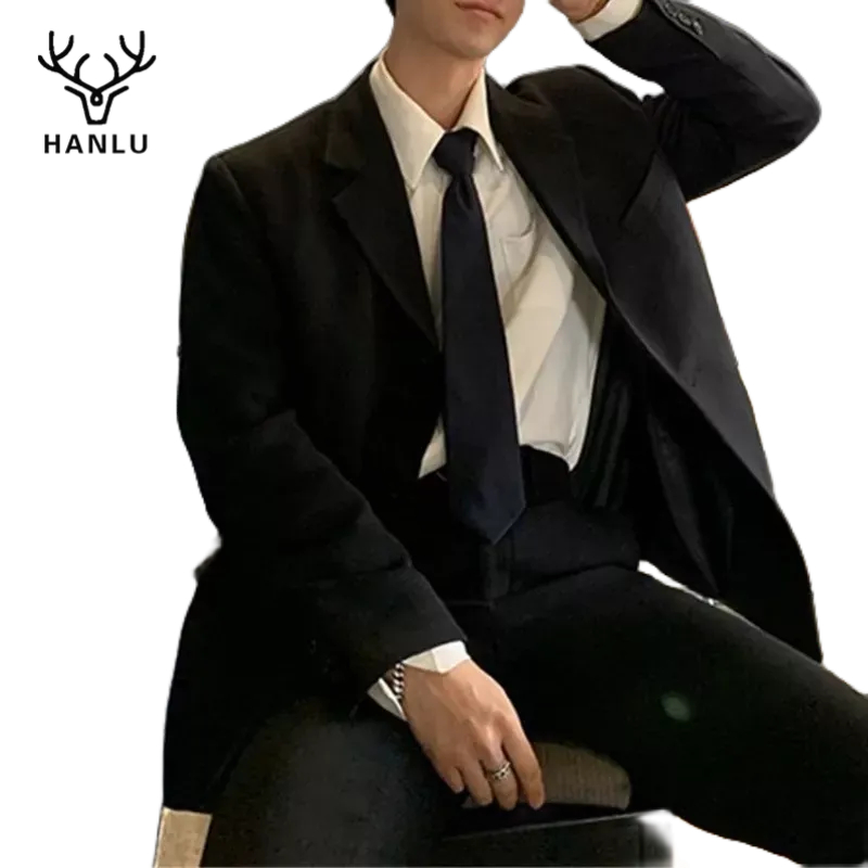 Áo khoác vest HANLU dáng rộng phong cách Hàn Quốc chất lượng cao cho nam