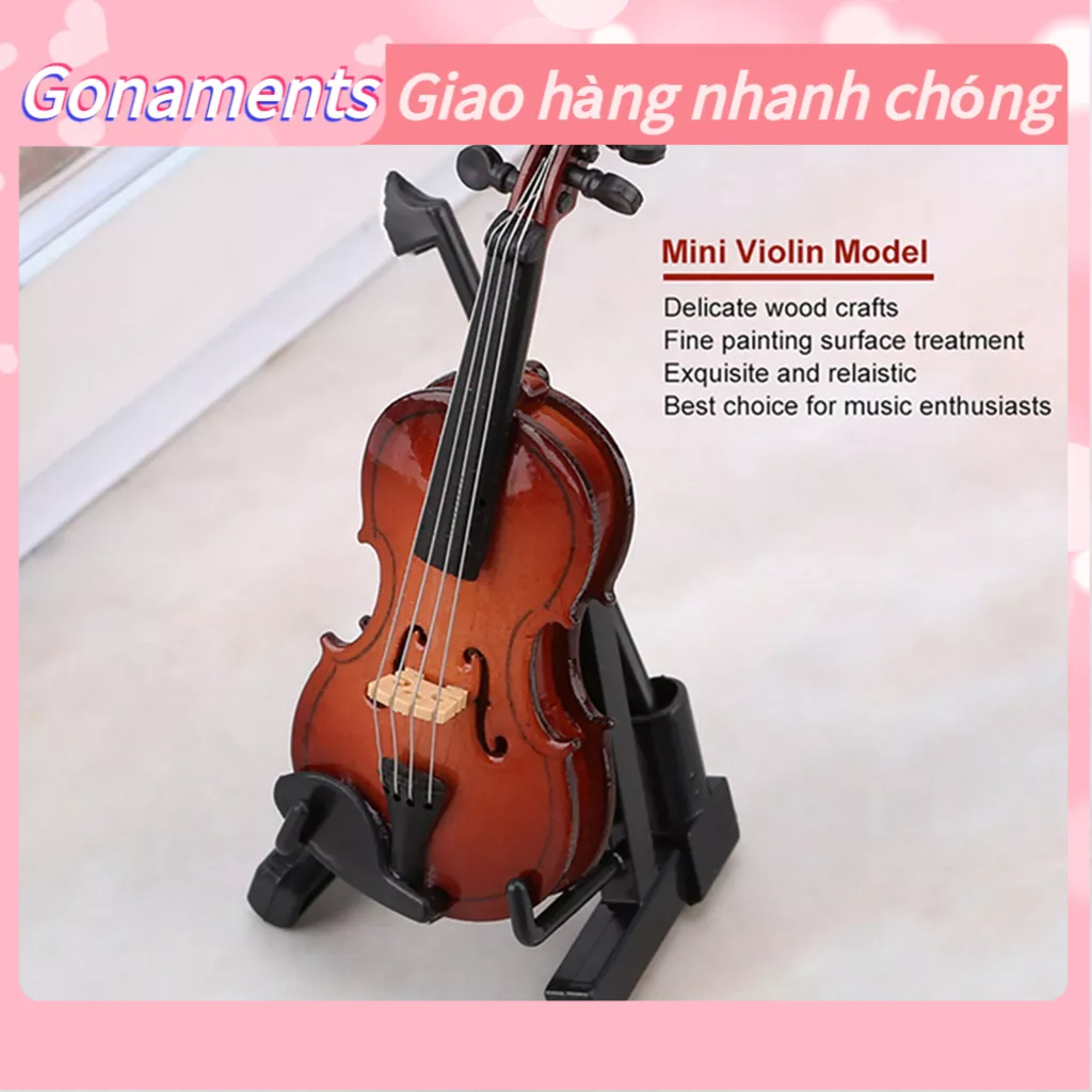 Mô Hình Đàn Violin Thu Nhỏ Có Chân Đế Phụ Kiện Nhà Búp Bê Mini Nhạc Cụ Trang Trí Quà Tặng Gonaments E.