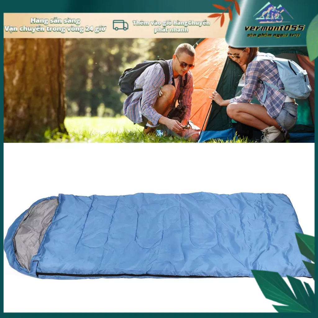 Vermont055 Túi Ngủ Người Lớn Rỗng Cotton Polyester Ấm Áp Thoải Mái Thân Thiện Với Làn Da Hood Bao Cắm Trại