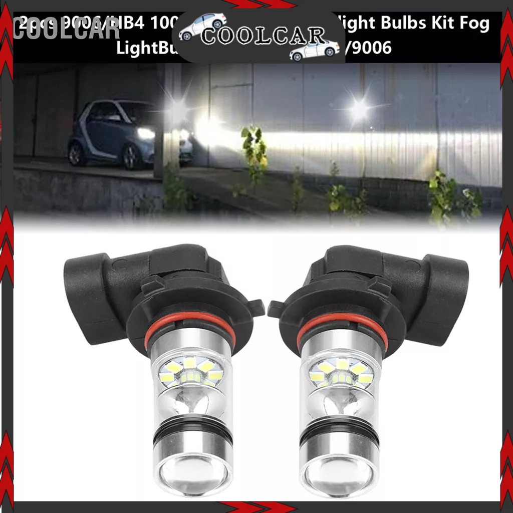 CoolCar 2 chiếc 9006/HB4 100W LED trắng Bộ bóng đèn pha có độ sáng cao Đèn sương mù lái xe ô tô