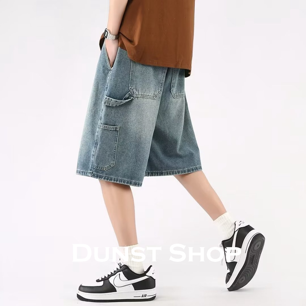 Dunst Shop quần đùi nam quần jean ống rộng quần short nam 2023 NEW DS061515