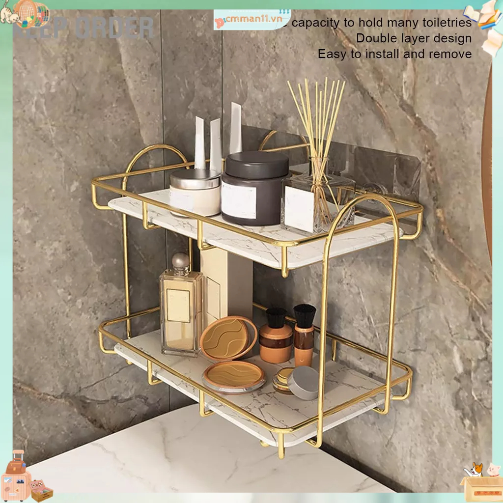 Keep order Phòng Tắm Giá Để Đồ Vàng Trắng 2 Tầng Kệ Trang Điểm Cấu Trúc Nhân Tạo Chống Trơn Trượt Bộ Đếm cmman11.vn