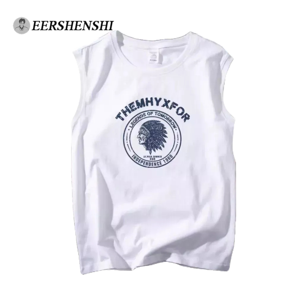Áo thun thể thao EERSHENSHI vải cotton không tay dáng rộng in họa tiết trái tim sau lưng kiểu cổ điển cá tính