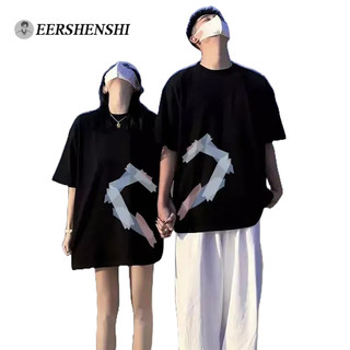Áo thun EERSHENSHI cotton tay ngắn in hình trái tim phong cách Hàn Quốc thời trang cặp đôi