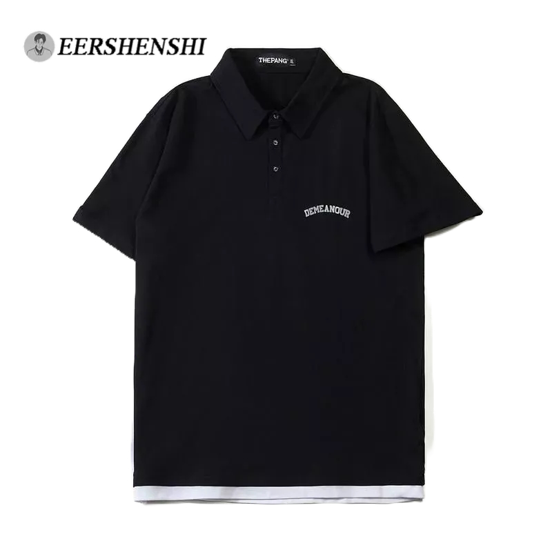EERSHENSHI Áo Choàng Vải Thời Trang Dạo Phố Năng Động|Áo polo plus size Ngắn Tay Giả Hai Lớp Thời Trang Mới Nhất Cho Nam