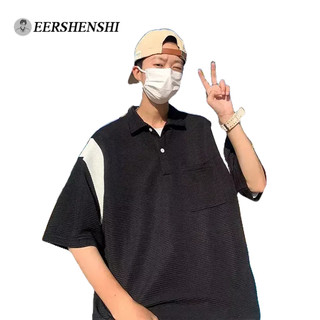 Eershenshi áo thun polo ngắn tay phong cách harajuku nhật bản thời trang cho nam