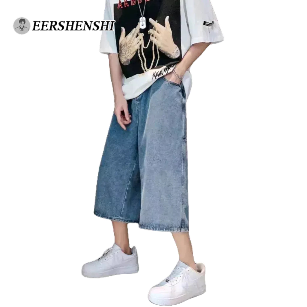 EERSHENSHI Quần jeans Lửng Ống Rộng Thời Trang Dành Cho Nam