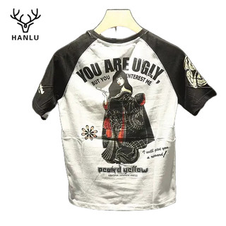 HANLU Áo Thun cotton Ngắn Tay In Họa Tiết Thời Trang Xu Hướng Nhật Bản Cho Nam