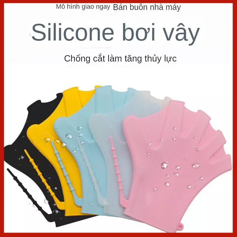 Găng Tay Bơi Lội Bằng Silicone Có Màng Bọc Chuyên Dụng Cho Người Lớn