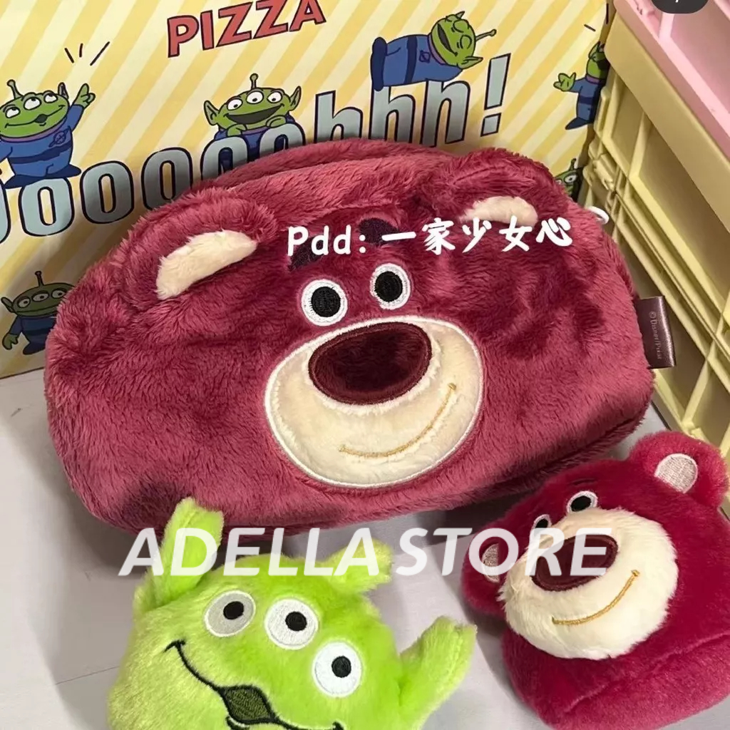 Adella  Store Hộp bút túi Đựng Bút Hình Gấu / Dâu Tây Nhồi Bông Hai Mặt Sức Chứa Lớn Dễ Thương Q24Z00D 0407