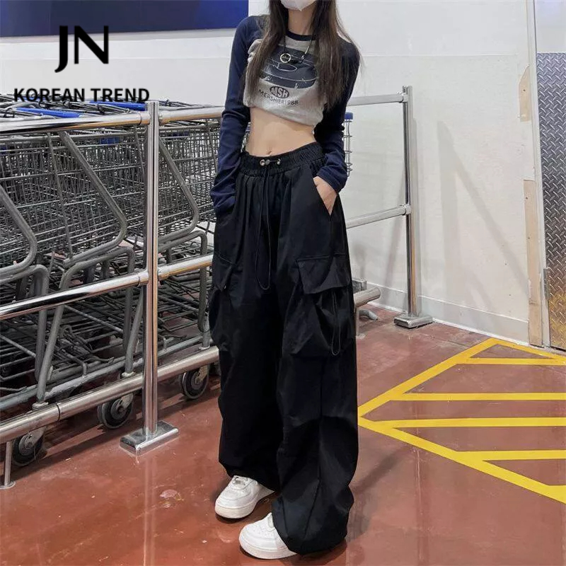 JN Studio Quần Dài Ống Rộng Lưng Thấp Thời Trang 2023 y2k 2023 Mới 030803