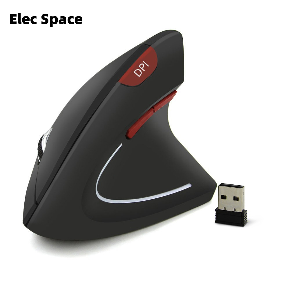 Elec Space Chuột không dây Dạng Đứng Có Đèn LED 2.4G 1600 DPI 6 Nút Cho Laptop PC Notebook