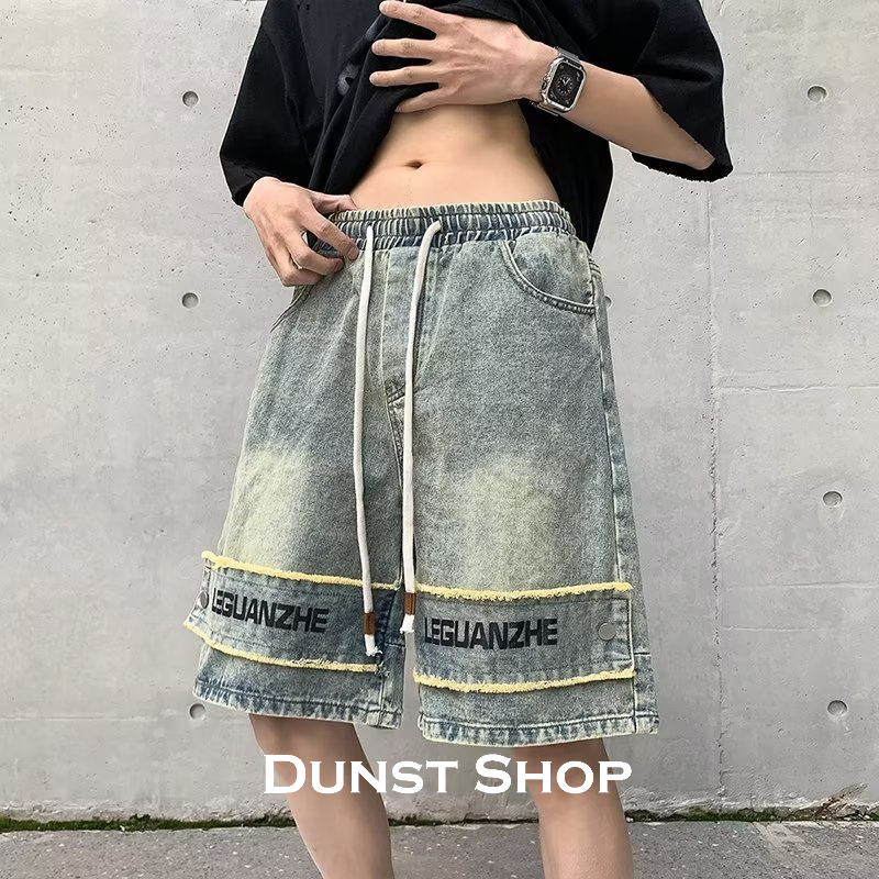 Dunst Shop quần đùi nam quần jean ống rộng quần short nam 2023 NEW DS061922