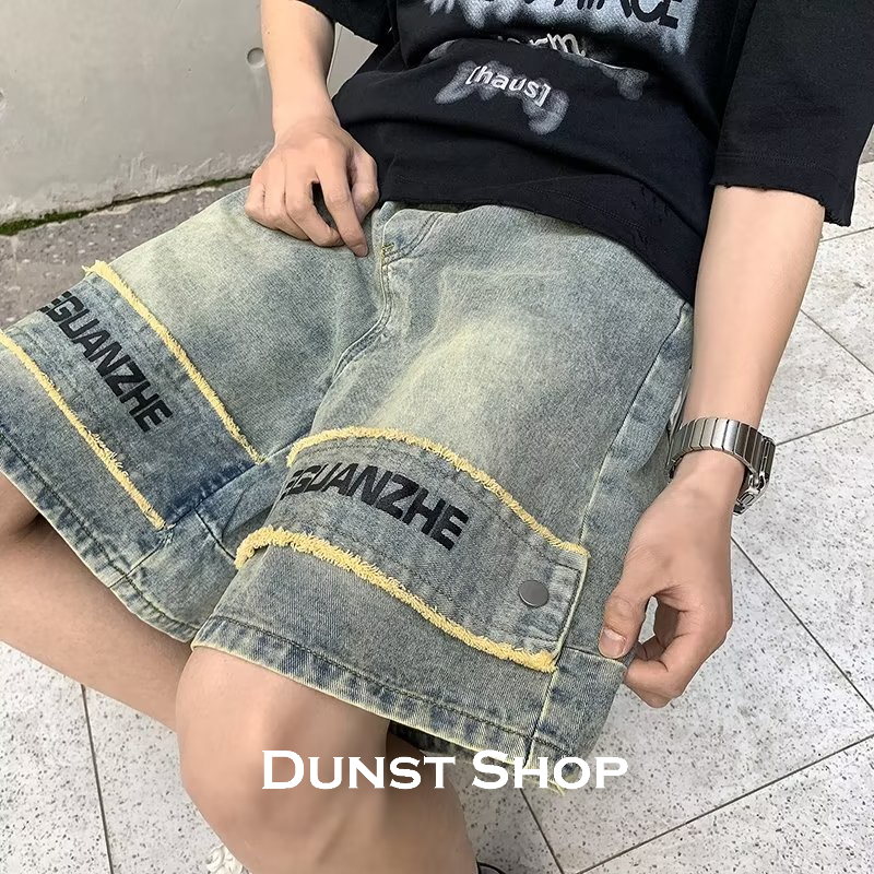 Dunst Shop quần đùi nam quần jean ống rộng quần short nam 2023 NEW DS061922