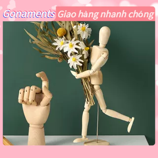 Đồ trang trí Người Bằng Gỗ Có Khớp Động Dùng Trang Trí Bàn Làm Việc Gonaments E.
