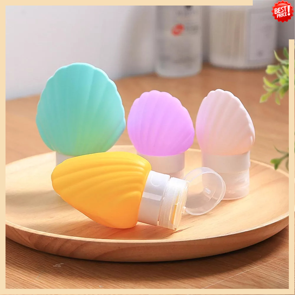 Bộ Chai Silicone Đựng Dầu Gội Sữa Tắm Hình Vỏ Sò Thời Trang