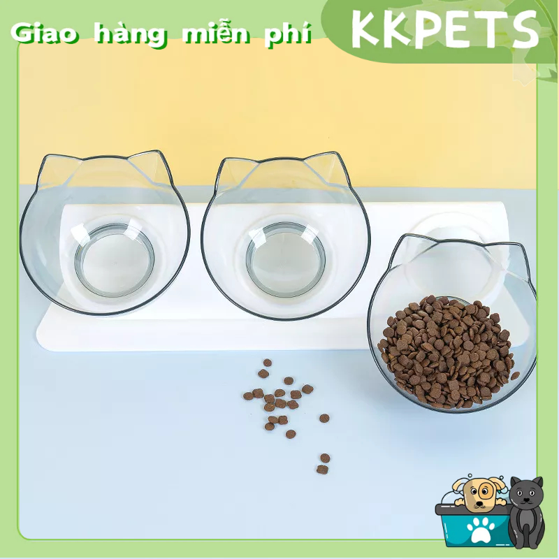Bát Ăn Cho Cho Mèo Lớn 3in1 Trong Suốt Có Thể Tháo Rời Bảo Vệ Cột Sống KKPETS