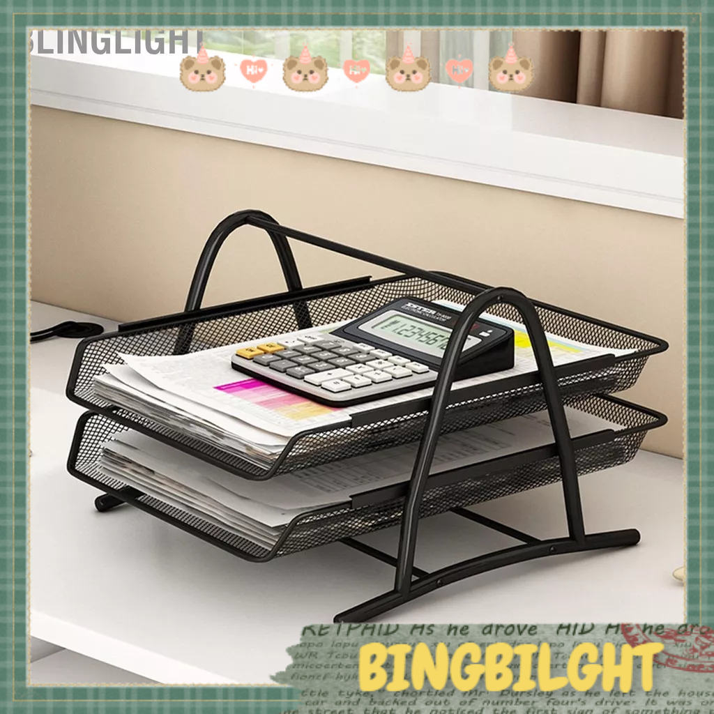 Kệ đựng tài liệu 2/3/4 tầng, Khay Kim Loại đựng tài liệu , Giá đựng sách để bàn Cho Gia Đình Học Trường Blinglight