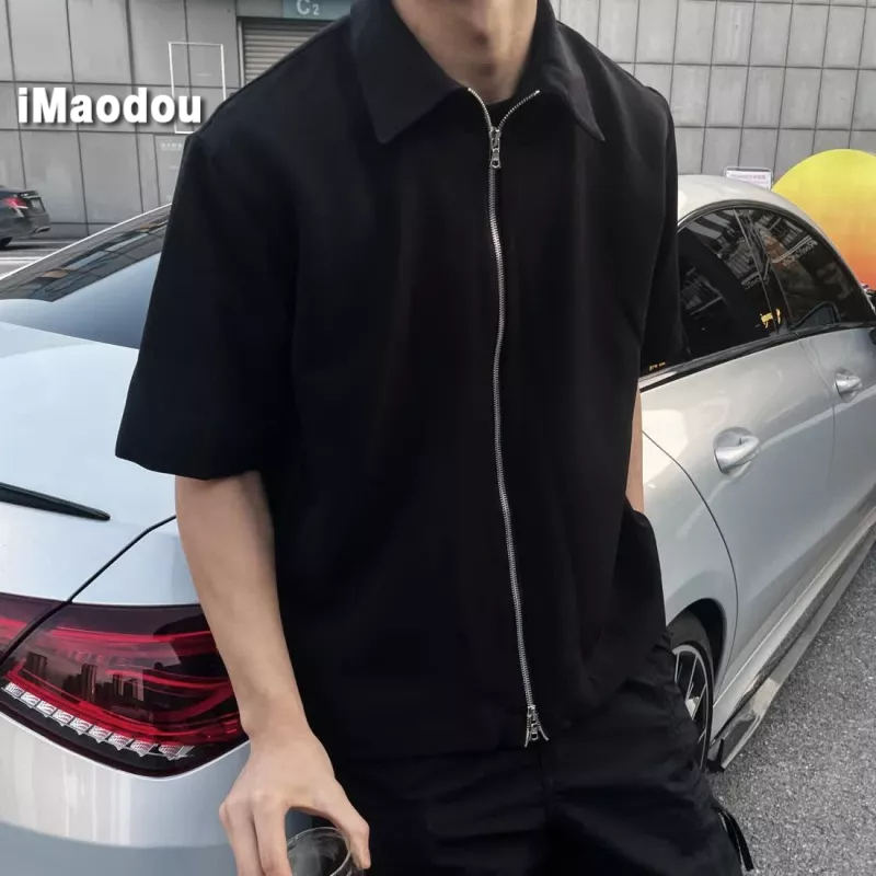 Áo Sơ Mi Tay Ngắn Khóa Kéo Đôi Màu Sắc Thời Trang Mùa Hè Cho Nam