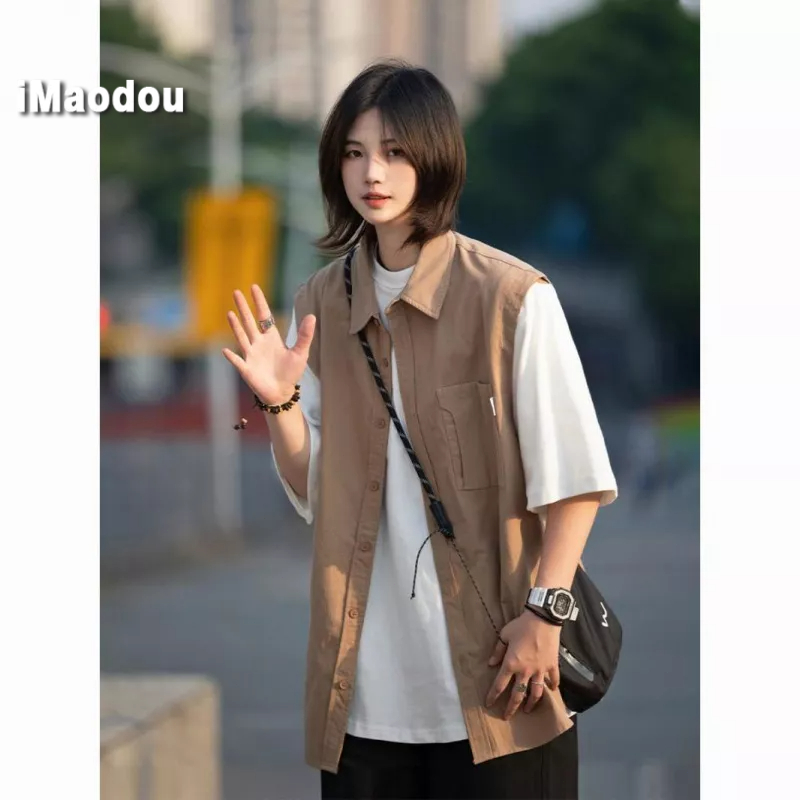 Áo Thun Tay Ngắn Giả Hai Lớp Mẫu Mới 2023 Phong Cách Nhật Bản Thời Trang Mùa Hè Cho Nam