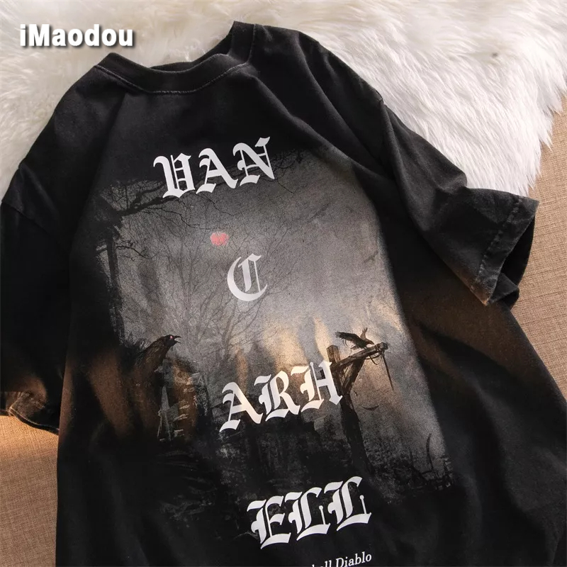 Áo Thun Ngắn Tay In Chữ Phong Cách Âu Mỹ Cá Tính Cho Nam