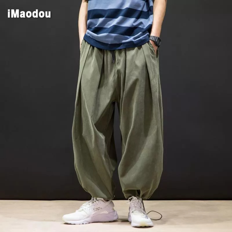 Quần Thể Thao Ống Rộng Phối Dây Rút Phong Cách Đường Phố Hàn Quốc Cho Nam