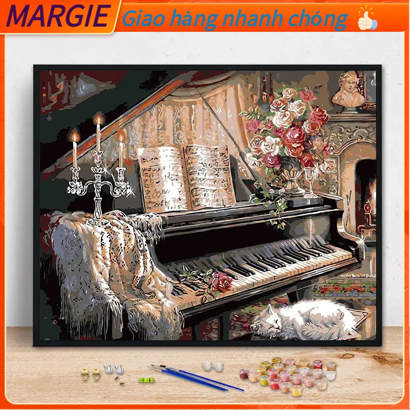 TRANH TÔ MÀU THEO SỐ HÓA, Tranh tô màu theo số Tranh sơn dầu số hoá MARGIE D.