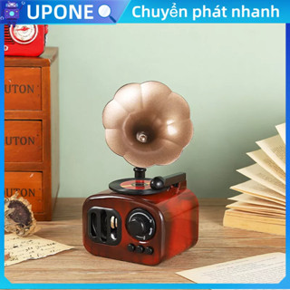 [Nóng Bán] Retro Giả Lập Đĩa Than có Loa kèn, Mô hình loa cổ điển có nhạc cót du dương trang trí phòng ngủ, Vintage quay đĩa stereo UPONE