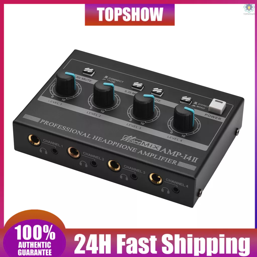 Bộ Khuếch Đại Âm Thanh Tai Nghe 4 Kênh Amp-14 Với RCA / 6.35mm / 3.5mm
