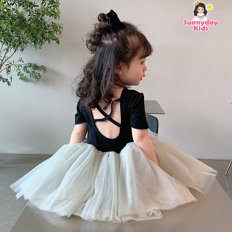 Đầm Công Chúa Mùa Hè Bằng Vải Lông Xù Phối Lưới Cho Bé Gái 1-6 Tuổi