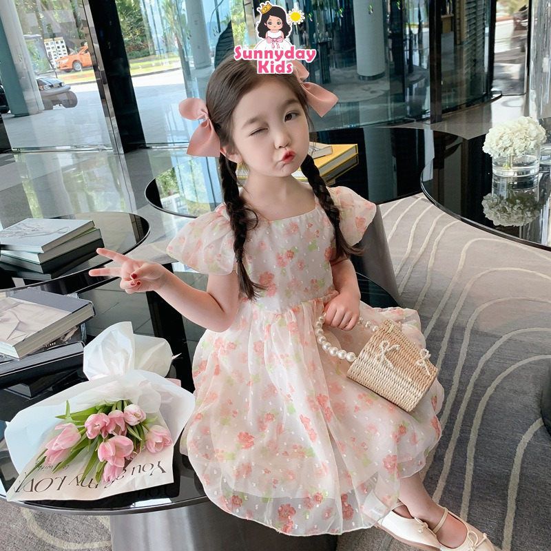 Cô gái phiên bản Hàn Quốc thời trang jacquard chiffon công chúa đầm phù hợp cho bữa tiệc sinh nhật
