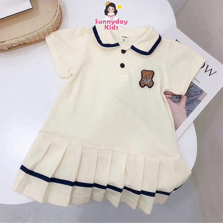 Đầm Công Chúa Mùa Hè Tay Cộc Cổ Polo Cho Bé Gái