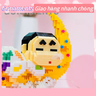 Gonaments khối xây dựng đồ chơi vi hạt hình hoạt ngủ ngáy trang trí máy tính để bàn
